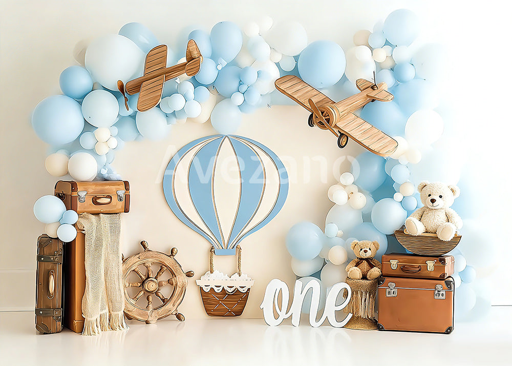 Avezano Aviation Balloon 1st Birthday Photography Background