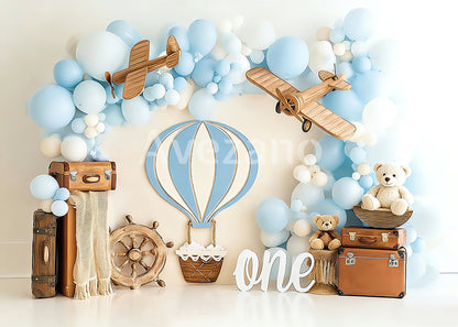 Avezano Aviation Balloon 1st Birthday Photography Background