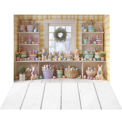 Avezano Easter Bunny Craft Room 2 pcs Set Backdrop