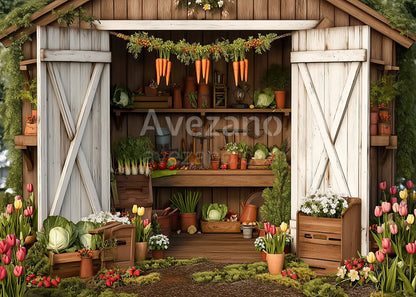 Avezano Easter Carrot Garden Shed Photography Backdrop
