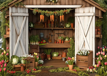 Avezano Rustic Garden Shed 2 pcs Set Backdrop
