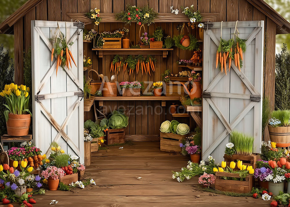 Avezano Easter Vintage Floral Rabbit Photography Backdrop