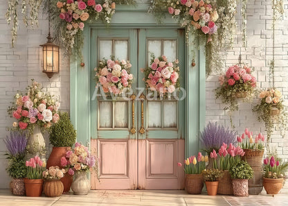 Avezano Spring Pastel Flower Door Photography Backdrop