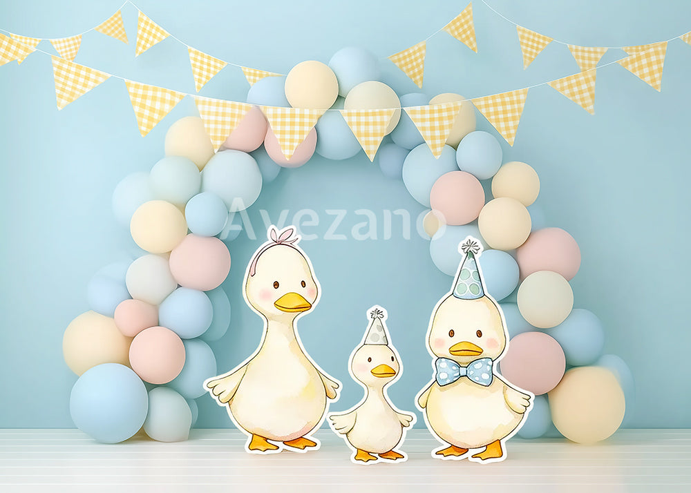 Avezano Pastel Duckling Balloon Arch Photography Background