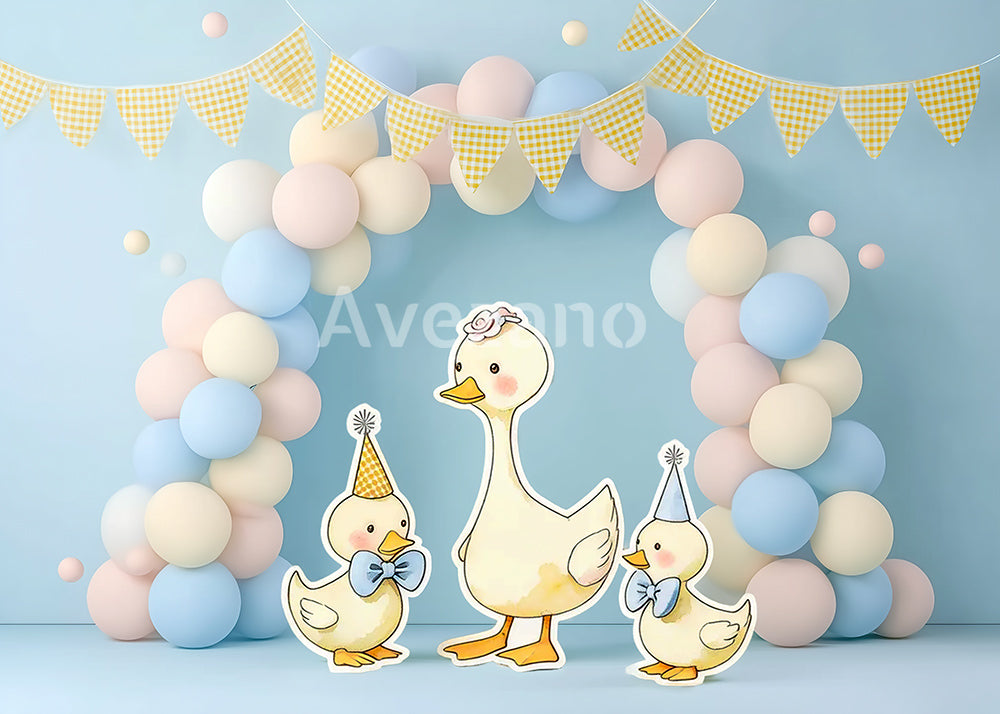 Avezano Blue Duck Family Balloon Arch Photography Background