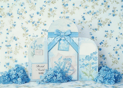 Avezano Blue Hydrangea Letter Box Bow Photography Backdrop
