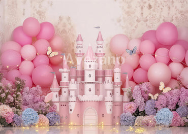 Avezano Magical Pink Castle Princess Cakesmash Photography Backdrop