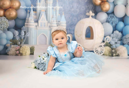 Avezano Fairytale Blue Castle Cinderella Photography Backdrop