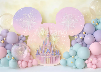 Toile de fond pour photographie de fleurs en pot et de portes printanières d'Avezano