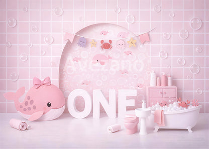 Avezano Pink Whale Bath Time Photography Background