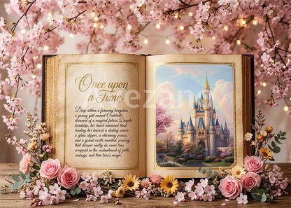 Avezano Cherry Blossom Fairy Tale Book Castle Photography Background