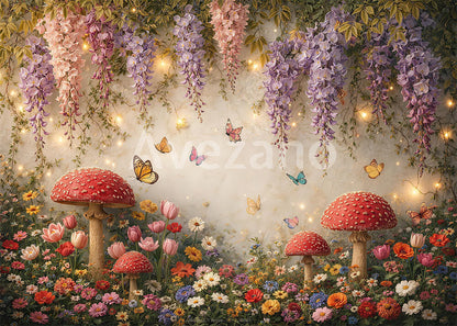 Avezano Wisteria Red Mushroom Wildflower Photography Background