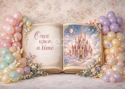 Avezano Pastel Balloon Fairy Tale Book Castle Photography Background