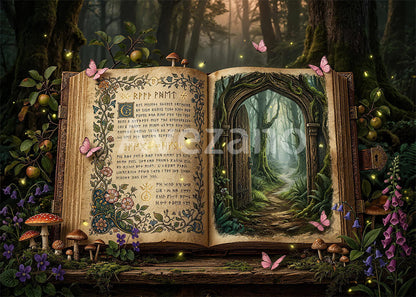 Avezano Mystical Forest Rune Book Stone Arch Photography Background