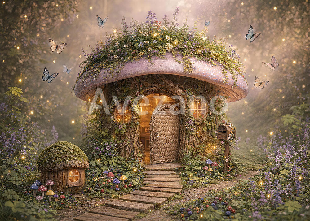 Avezano Magical Mushroom House Fairy Forest Photography Background