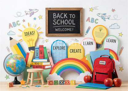Avezano Back to School Rainbow Book Photography Backdrop