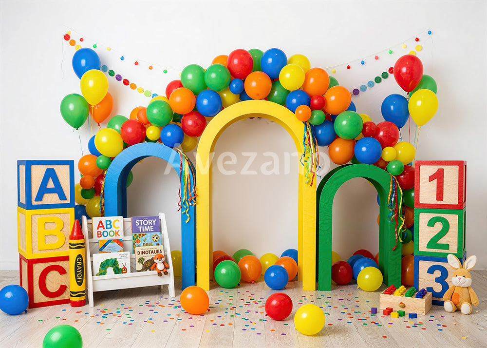 Avezano Back to School Colorful Kids Playroom Alphabet Photography Backdrop