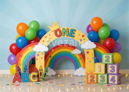 Avezano Back to School Rainbow ABC First Birthday Photography Backdrop