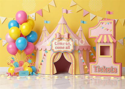 Avezano Pastel Pink Circus Tent 1st Birthday Photography Backdrop
