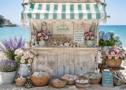 Avezano Beach Seaside Flower Shell Vendor Booth Photography Backdrop