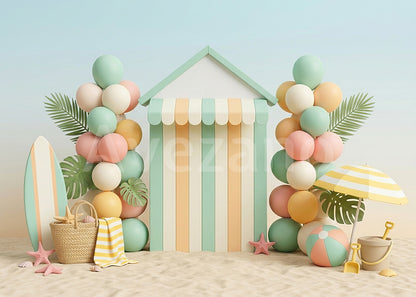 VIP Avezano Beach Hut Balloon Decor Photography Backdrop