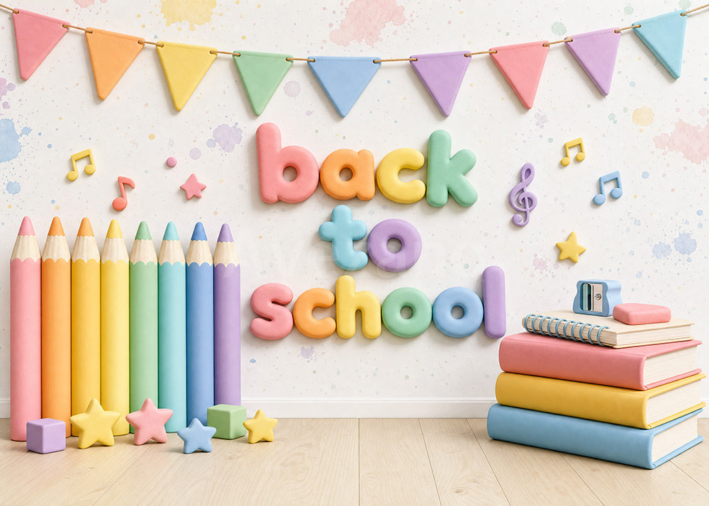 Avezano Macaron Triangle Flag Back To School Kid Photography Backdrop