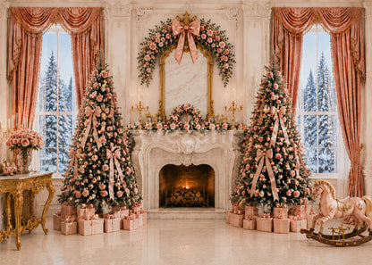 Les bougies de Noël d'Avezano décorent la toile de fond de la photographie de cheminée 