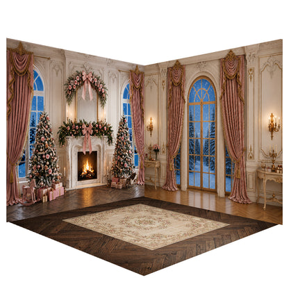 Arbre de Noël enneigé et lumières d'Avezano - Toile de fond pour photographie