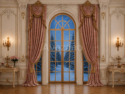 Avezano Luxury Blush Arch Window Winter Palace Photography Backdrop
