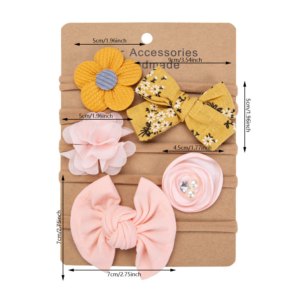 Avezano Newborn Floral Chiffon Elastic Headbands 5Pcs Photography Set