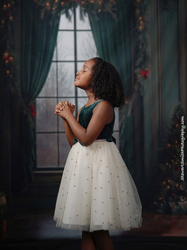 Avezano Christmas Green Curtains and Walls Photography Backdrop