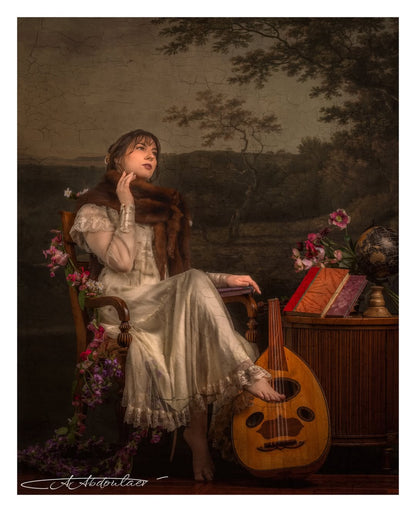 Avezano Literary Vintage Hillside Landscape Fall Photographie Toile de fond 