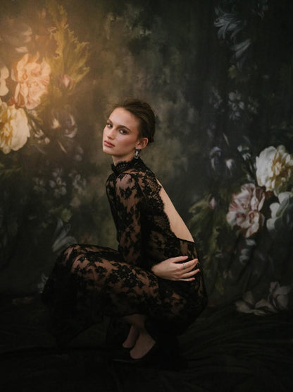 Avezano Green Fine Art Floral Portrait Photography Backdrop