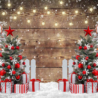 Avezano Christmas Tree and Boards Photography Backdrop Room Set
