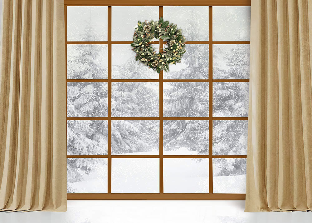 Avezano Indoor Christmas Window Curtain Photography Backdrop-AVEZANO