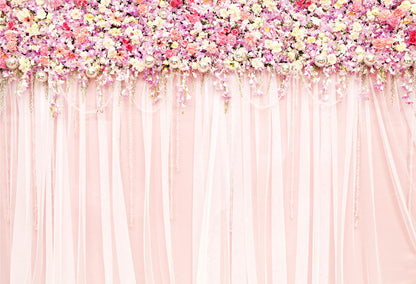 Toile de fond pour photographie de fleurs en pot et de portes printanières d'Avezano