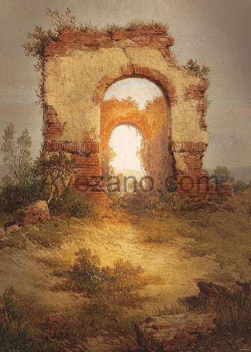 Avezano The Old Stone in the Sunset Oil Painting Style Photography Backdrop-AVEZANO