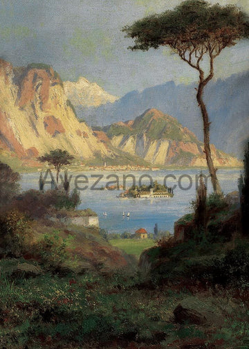 Avezano Mountain Scenery Oil Painting Style Photography Backdrop-AVEZANO