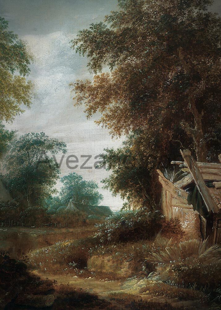 Avezano Forest Path Oil Painting Style Photography Backdrop-AVEZANO