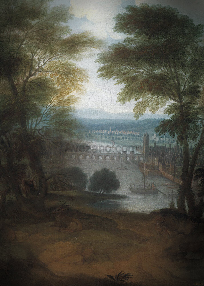 Avezano Lake Scenery Oil Painting Style Photography Backdrop-AVEZANO