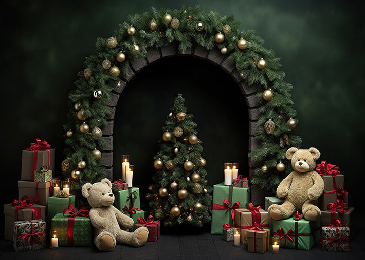 Avezano Christmas Bear Presents Photography Backdrop-AVEZANO