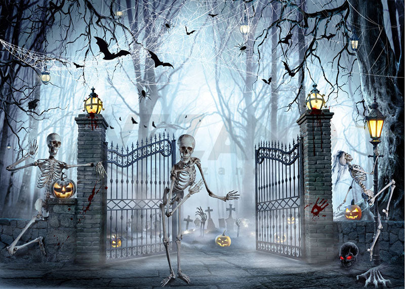 Avezano Halloween Tomb Skeleton Backdrop for Photography-AVEZANO