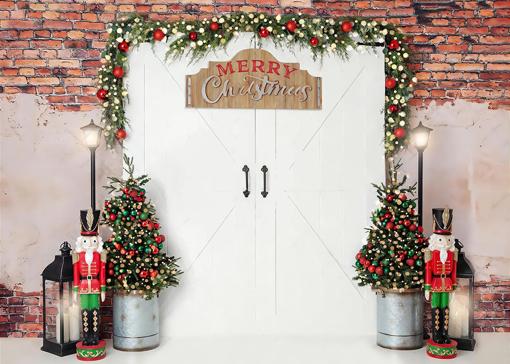 VIP Clearance Sale Avezano Christmas Barn Door Nutcracker Photography Backdrop