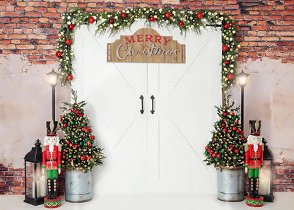 VIP Clearance Sale Avezano Christmas Barn Door Nutcracker Photography Backdrop