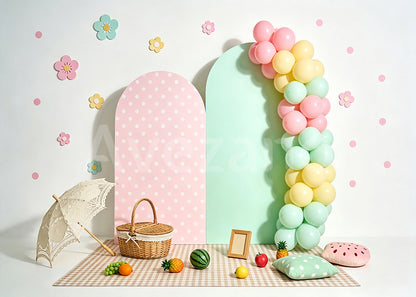 Avezano Cakesmash Pastel Fruit Picnic Arch Photography Backdrop