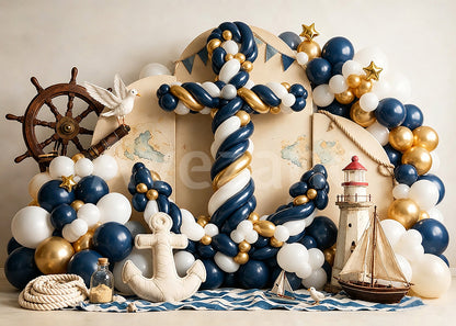 Avezano Nautical Anchor Balloon Birthday Photography Backdrop