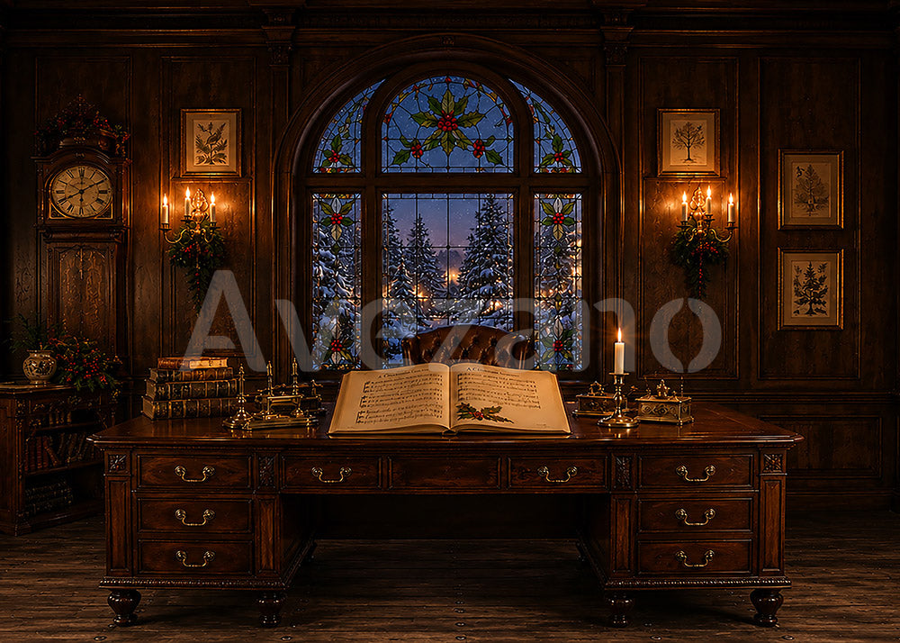 Avezano Vintage Christmas Study Photography Backdrop