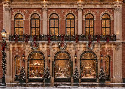 Avezano European Christmas Town Facade Photography Backdrop