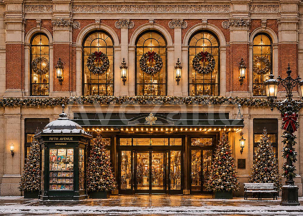 Avezano Vintage City Christmas Building Photography Backdrop