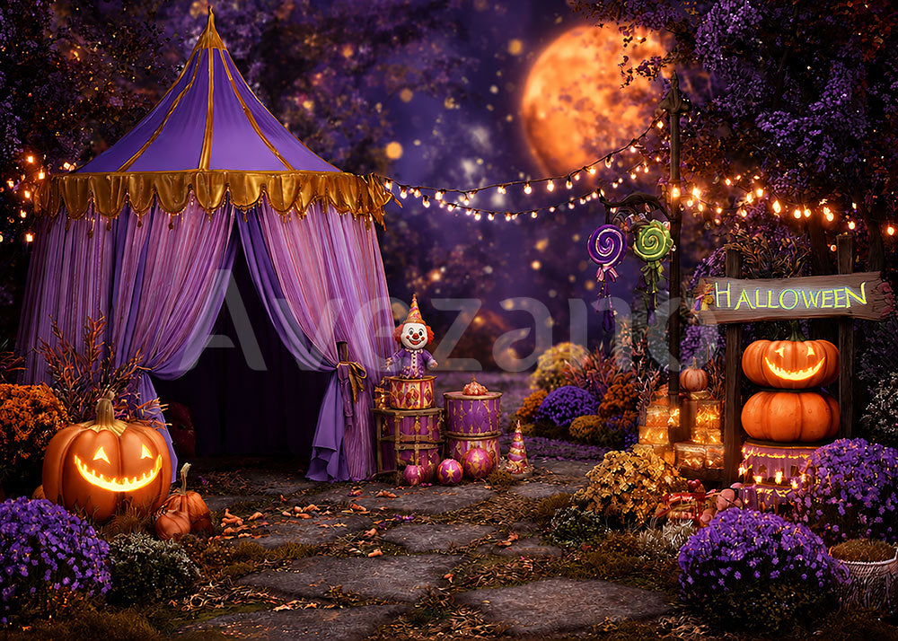 Avezano Purple Circus Tent Halloween Photography Backdrop